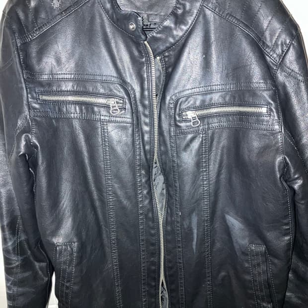 vintage leather biker jacket