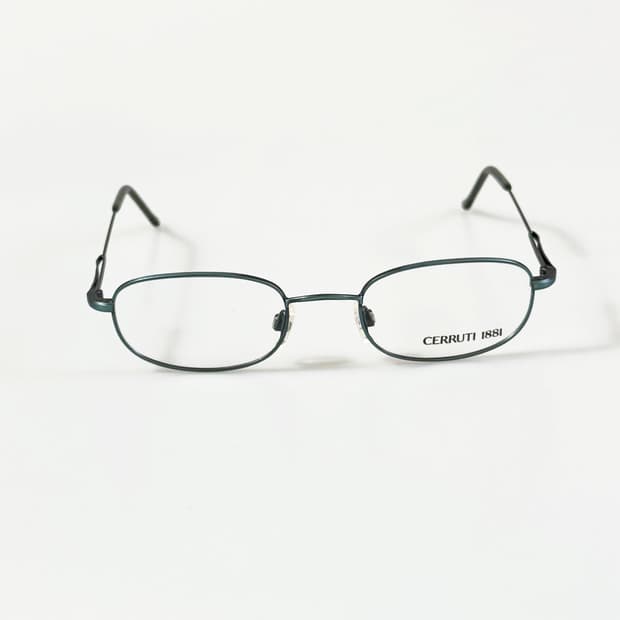 CERRUTI 1881 슬림 블루 스퀘어 메탈 빈티지 안경