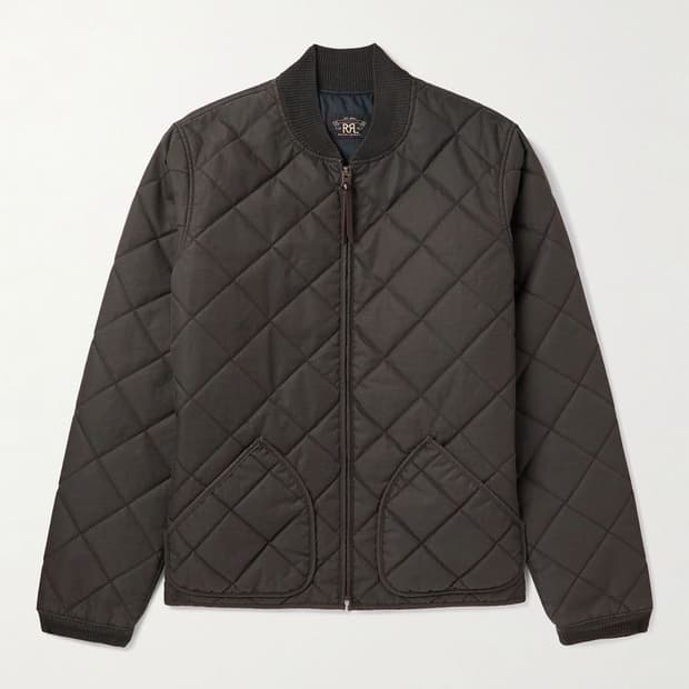 RRL 벨튼 스탠드 칼라 퀼티드 퀼팅 리사이클 봄버 자켓 블랙 XL