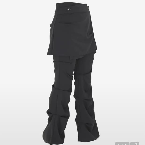 오호스 wrap over tuck pants 차콜