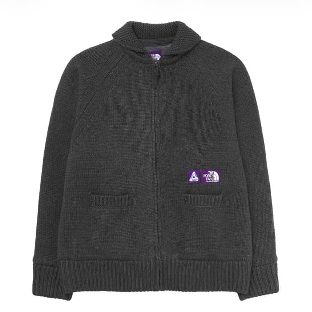 팔라스 x 노스페이스 퍼플라벨 윈드스토퍼 필드 니트 아스팔트 그레이