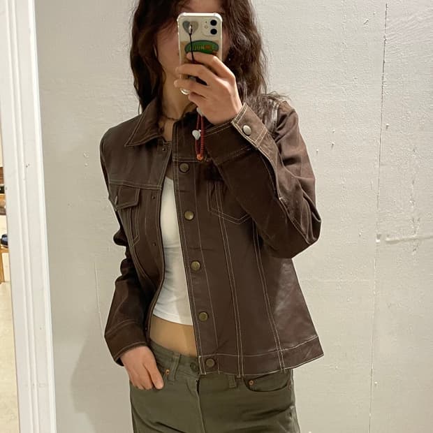 🤎일본 빈티지 브라운 레더 데님 자켓