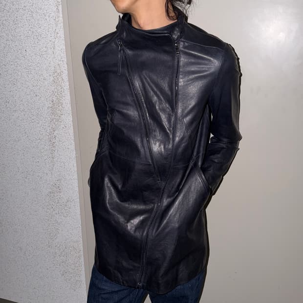 슬림 레더 코트