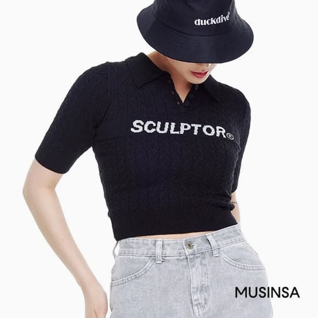 Sculptor 스컬프터 골지 카라 니트 반팔 