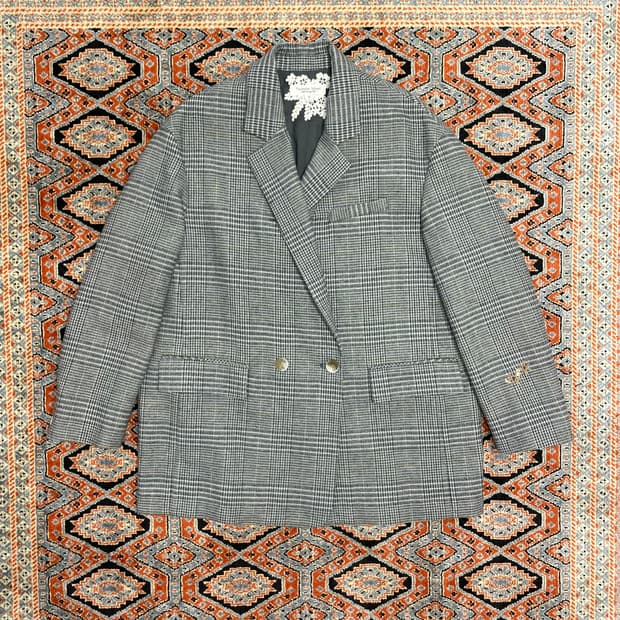 썰스데이아일랜드 파스텔그린 체크 오버핏 블레이저 자켓 여성M