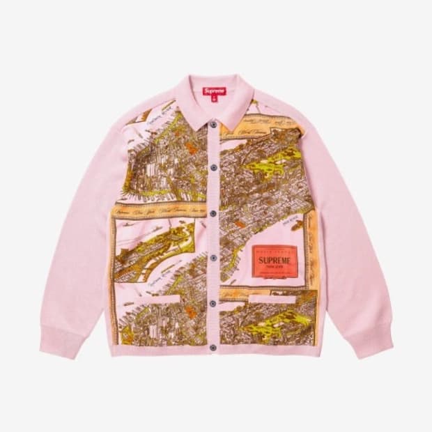 슈프림 실크맵 가디건 핑크 L