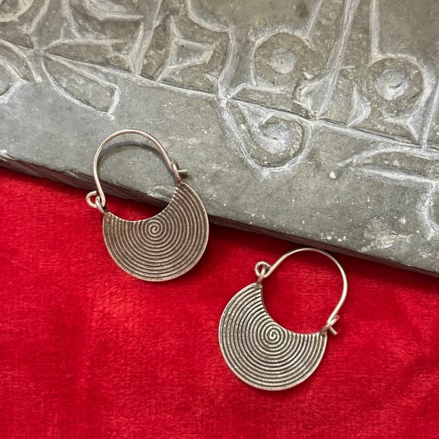 Karen Silver Crescent Spiral Engraved Ho