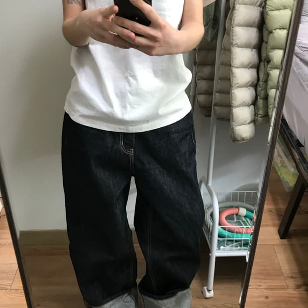 생지 롤업 데님팬츠