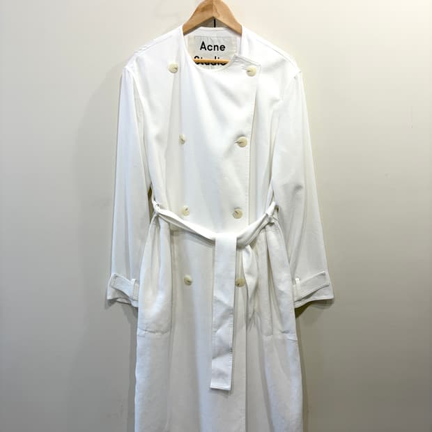 아크네 스튜디오 더블 버튼 실키 롱 트렌치 코트