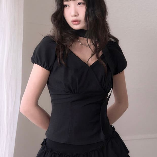 레이즈미야 코우키 타이 랩블라우스 블랙 S