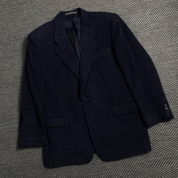 00s 입생로랑 아카이브 체크 패턴 캐시미어 혼방 블레이져y 4673