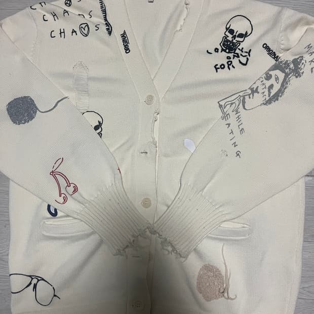 R13 그래피티 프린팅 디스트레스 코튼 가디건 m