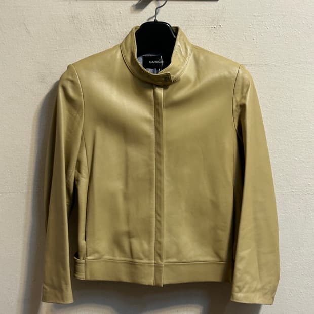 유즈드 라이트 베이지 미니멀 레더 자켓