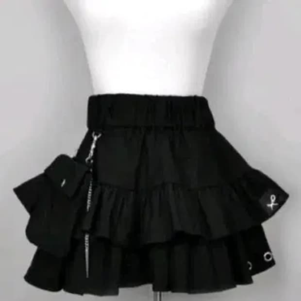 Dimmoire 딤모아르 지뢰계 양산형 서브컬쳐 중성계 블랙 캉캉 스커트