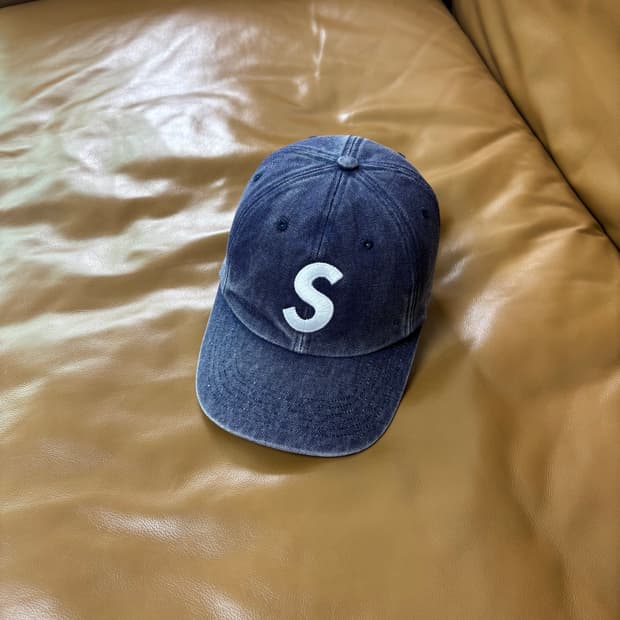 Supreme 슈프림 피그먼트 워시드 네이비 S로고 6패널 볼캡 모자