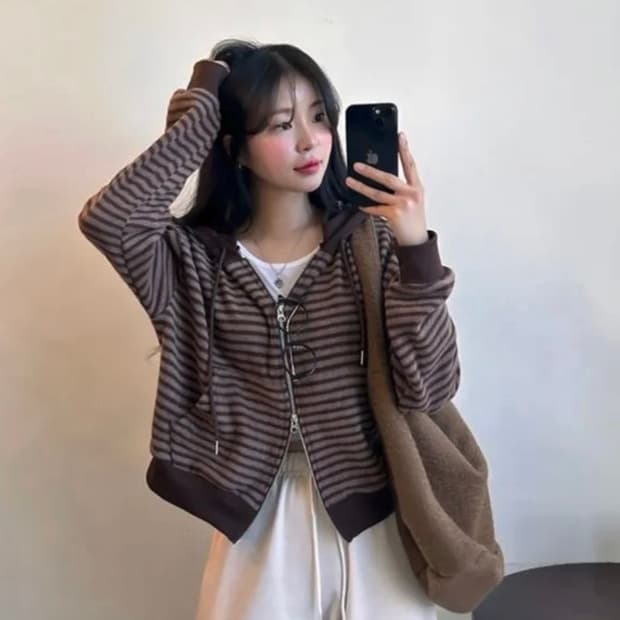 데일리유 모카번 단가라 니트 투웨이