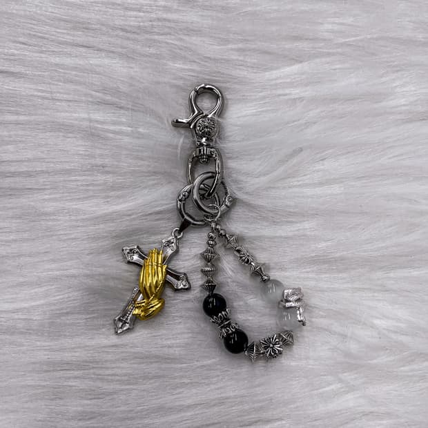 Vintage Cross Beads Keyring