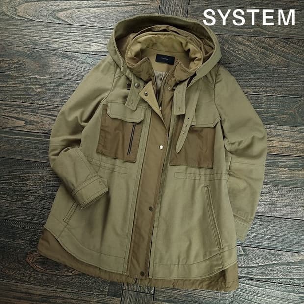[시스템] 빈티지 워시드 코튼 후드 야상 자켓 M19322