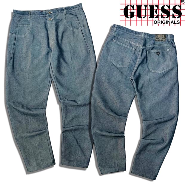 00s GUESS USA 실버 코팅 데님팬츠
