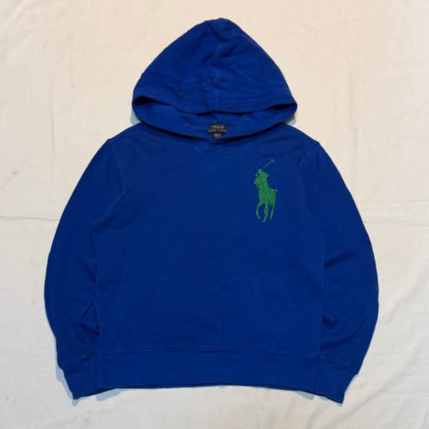 폴로 랄프로렌 빅포니 와플 써멀 후드티 블루
