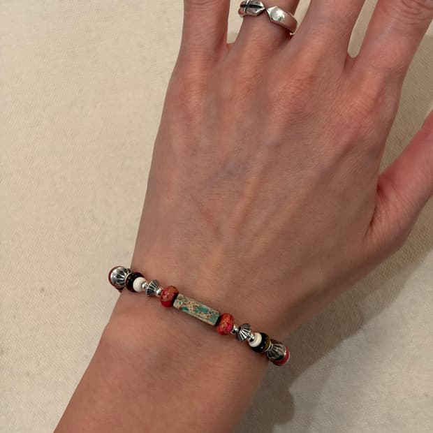 토곰아비 시그니처 믹스 스톤 실버925 팔찌