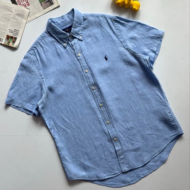 Polo 폴로랄프로렌 QR 린넨 반팔 셔츠