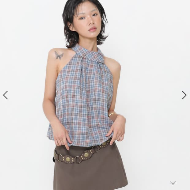 오운서 홀터넥 Koala Halter Check Top 구매합니다