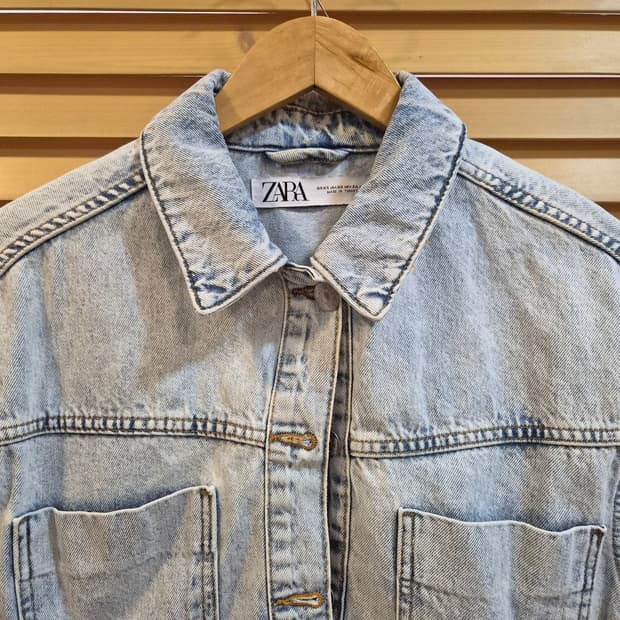 자라 Zara 여성 워싱연청 크롭데님자켓 XS사이즈
