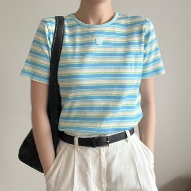 COURREGES Stripe Cotton T-shirt