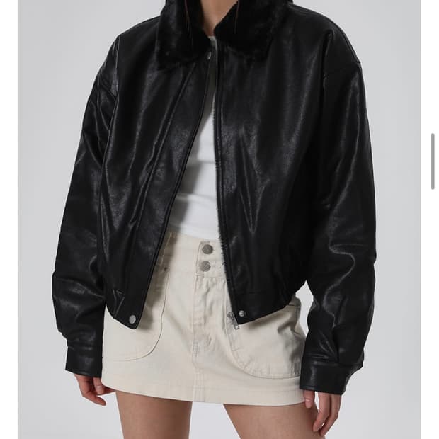 블랙업 레더 퍼 블루종 자켓