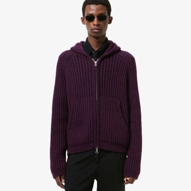 [46,48,50,52]아워레가시 26ss 레벨 니트 후드집업/퍼플