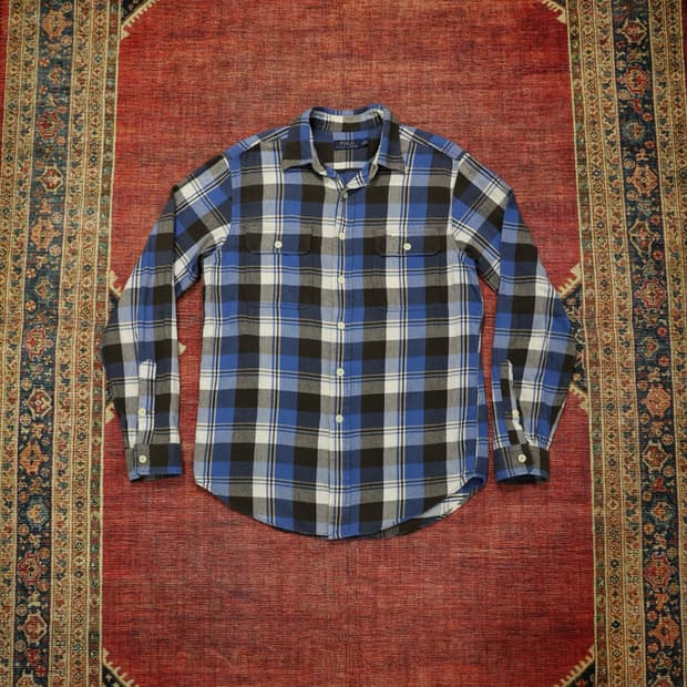폴로랄프로렌 블루 플란넬 체크셔츠 판매