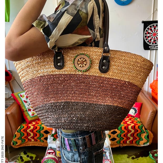 Indian Vintage Rattan Beads Shopper Bag