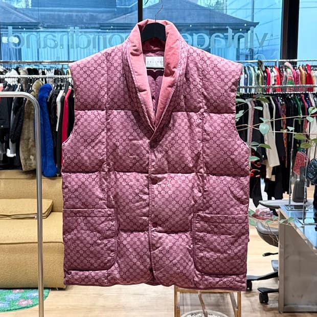 셀린느 핑크 트리오페 마카담 다운 베스트 자켓 