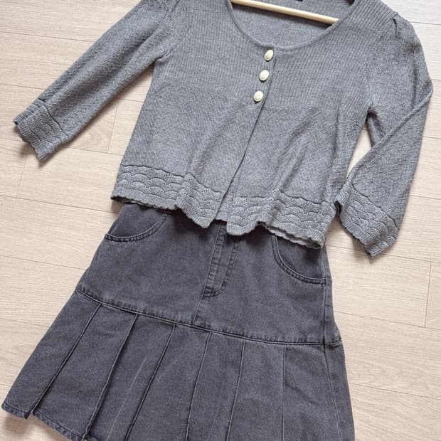 모리걸 볼레로 그레이 가디건