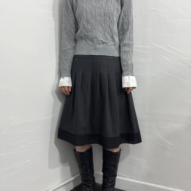 indivi gray pleats midi skirt