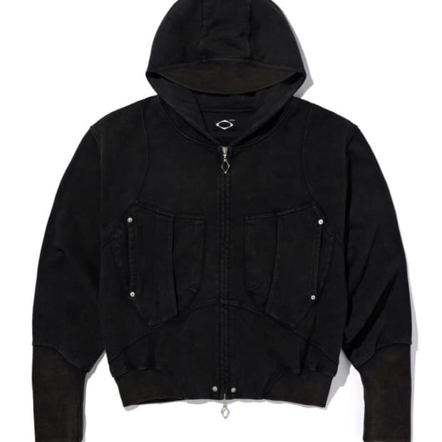 미스치프 빅 포켓 후드집업 워시드 블랙