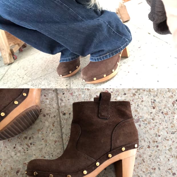suede clog boots / toryburch