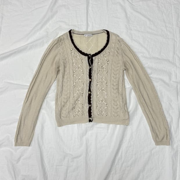axes femme 진주 레이스 가디건