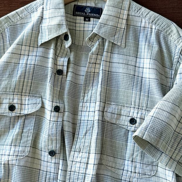 Design check pocket H/S shirt