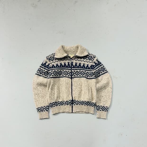 엘엘빈 오트밀 패턴 울 집업 