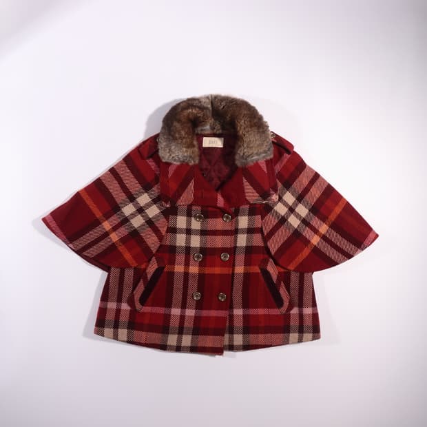 닥스 체크 울 케이프 B219