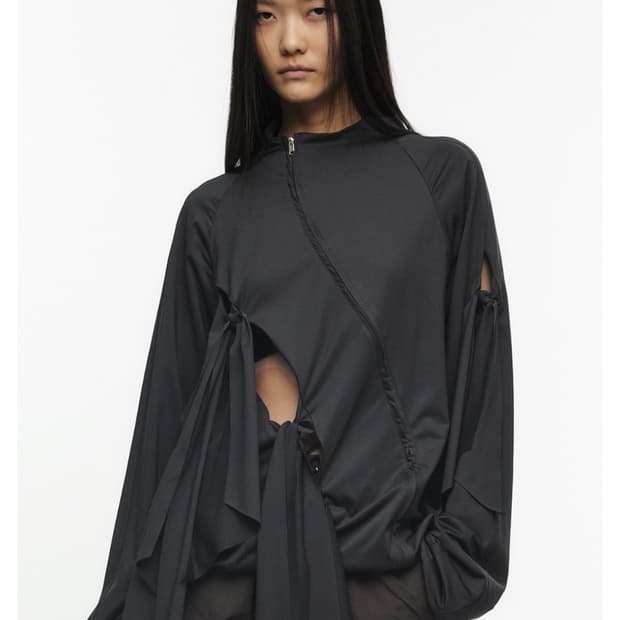 나체 TIE JERSEY JACKET BLACK