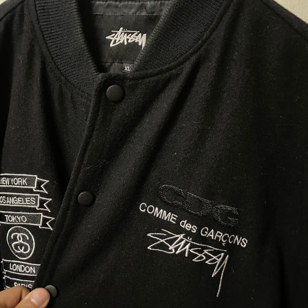 스투시 X CDG 꼼데가르송 바시티 자켓 XL