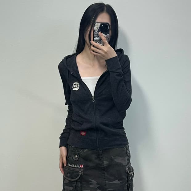 디키즈 자수로고 차콜 딱붙 후드집업