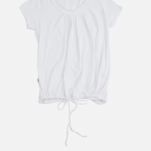 세릭 Round Drawstring Hem Top _ White