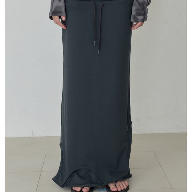 ordes 오데스 폴드 오버 져지 스커트 치마 롱스커트