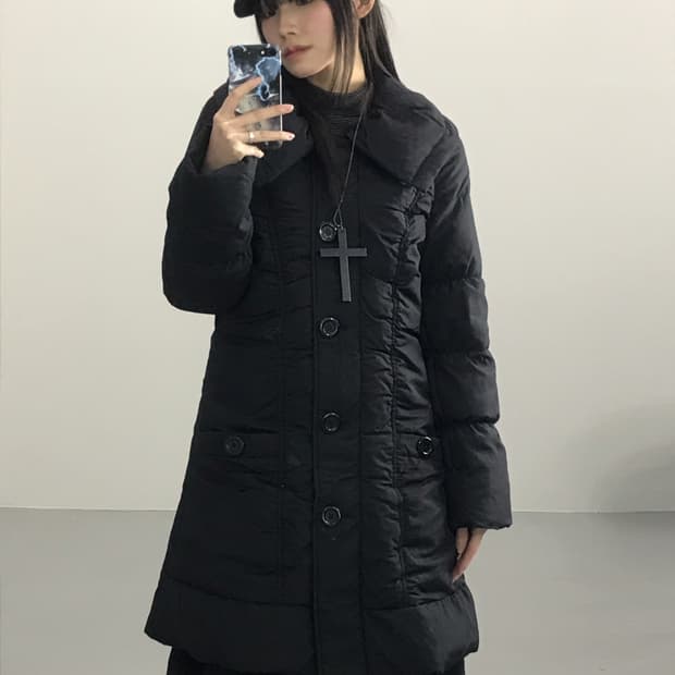 Jpn Black Puffer Midi Jackets