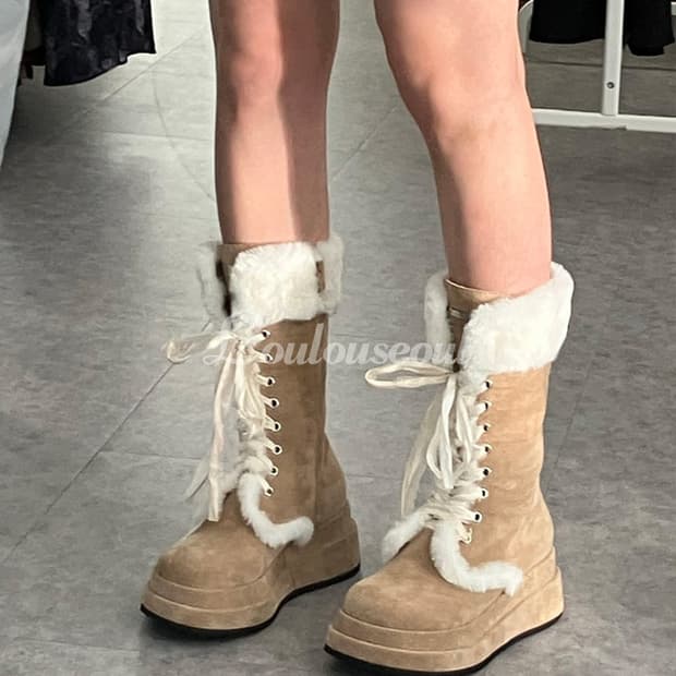 루루서울 엔젤퍼부츠 베이지 미디 235