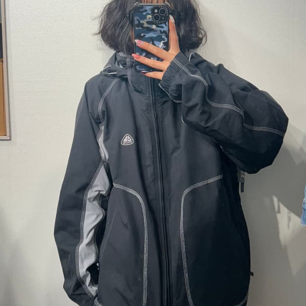 라지 나이키 ACG 빈티지 스티치 바람막이 자켓 블랙